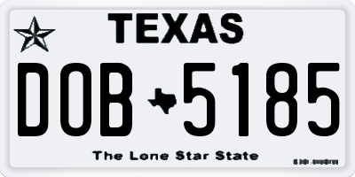 TX license plate DOB5185