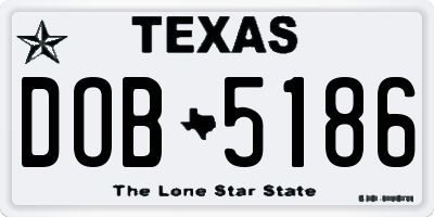 TX license plate DOB5186