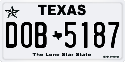 TX license plate DOB5187