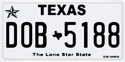 TX license plate DOB5188