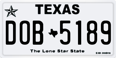 TX license plate DOB5189