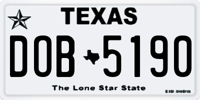 TX license plate DOB5190