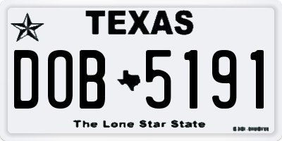 TX license plate DOB5191