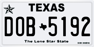 TX license plate DOB5192