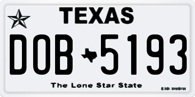 TX license plate DOB5193