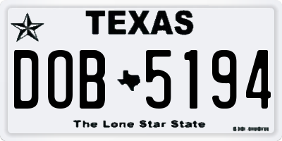 TX license plate DOB5194