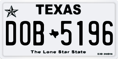 TX license plate DOB5196