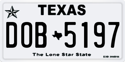 TX license plate DOB5197