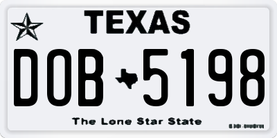 TX license plate DOB5198