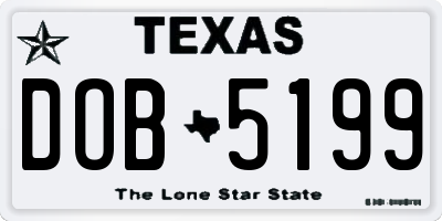 TX license plate DOB5199