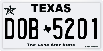 TX license plate DOB5201
