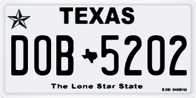 TX license plate DOB5202