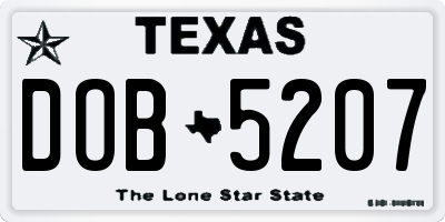 TX license plate DOB5207