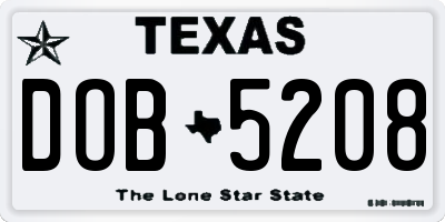TX license plate DOB5208