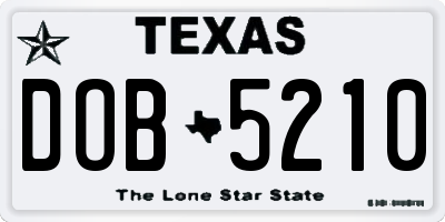 TX license plate DOB5210