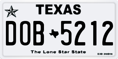TX license plate DOB5212