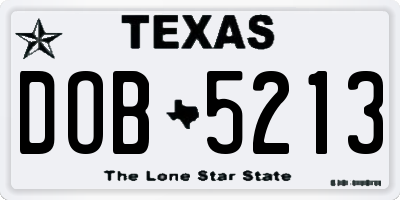 TX license plate DOB5213