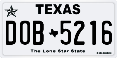 TX license plate DOB5216