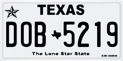 TX license plate DOB5219