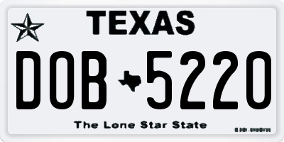 TX license plate DOB5220