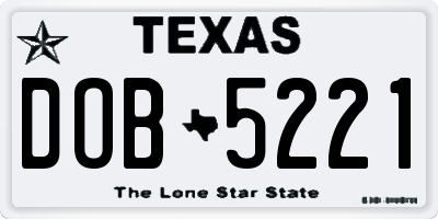 TX license plate DOB5221