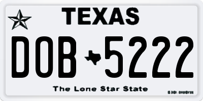 TX license plate DOB5222