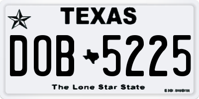 TX license plate DOB5225