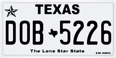 TX license plate DOB5226