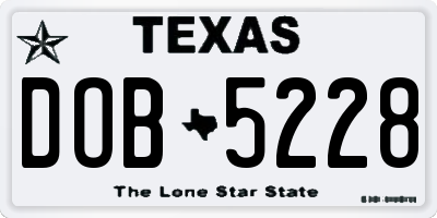 TX license plate DOB5228
