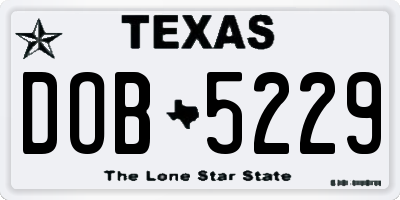 TX license plate DOB5229