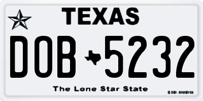 TX license plate DOB5232