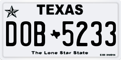 TX license plate DOB5233