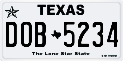 TX license plate DOB5234