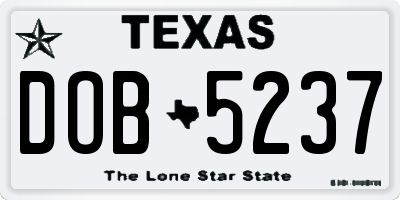 TX license plate DOB5237