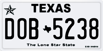 TX license plate DOB5238