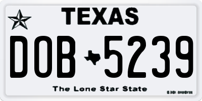 TX license plate DOB5239