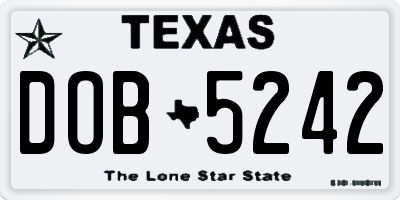 TX license plate DOB5242