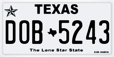 TX license plate DOB5243