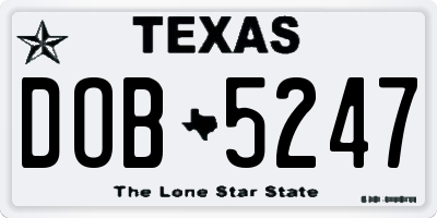 TX license plate DOB5247