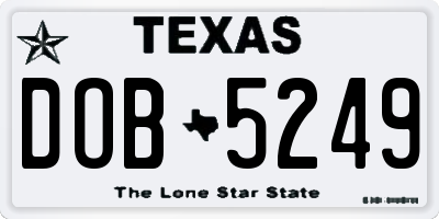 TX license plate DOB5249