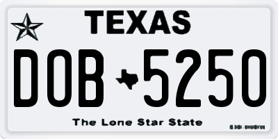 TX license plate DOB5250