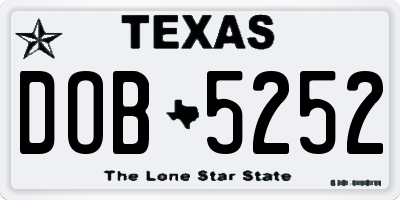 TX license plate DOB5252
