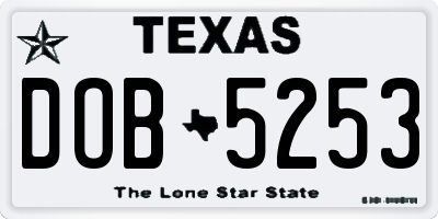 TX license plate DOB5253
