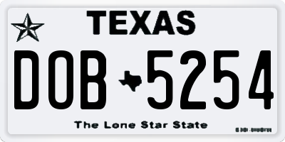 TX license plate DOB5254