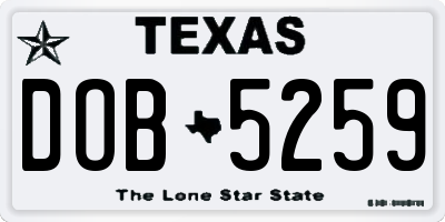 TX license plate DOB5259