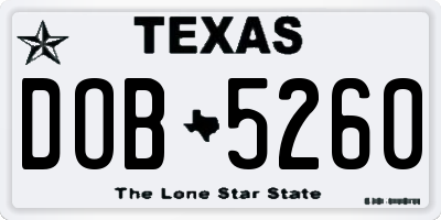 TX license plate DOB5260