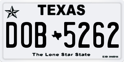 TX license plate DOB5262