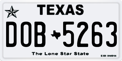 TX license plate DOB5263