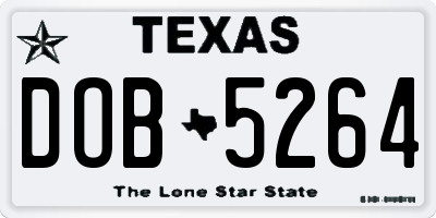 TX license plate DOB5264
