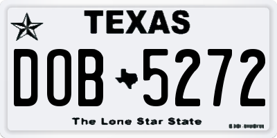 TX license plate DOB5272